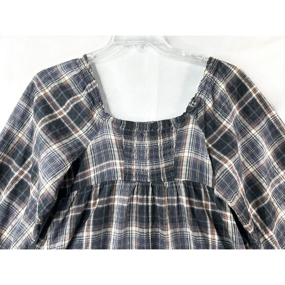 Universal Thread Plaid Puff Sleeve Baby Doll Peasant Blouse Women’s Size S - Picture 5 of 10